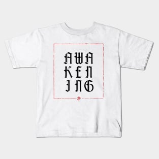 Cursive Font - Black Awakening with Red Frame Kids T-Shirt